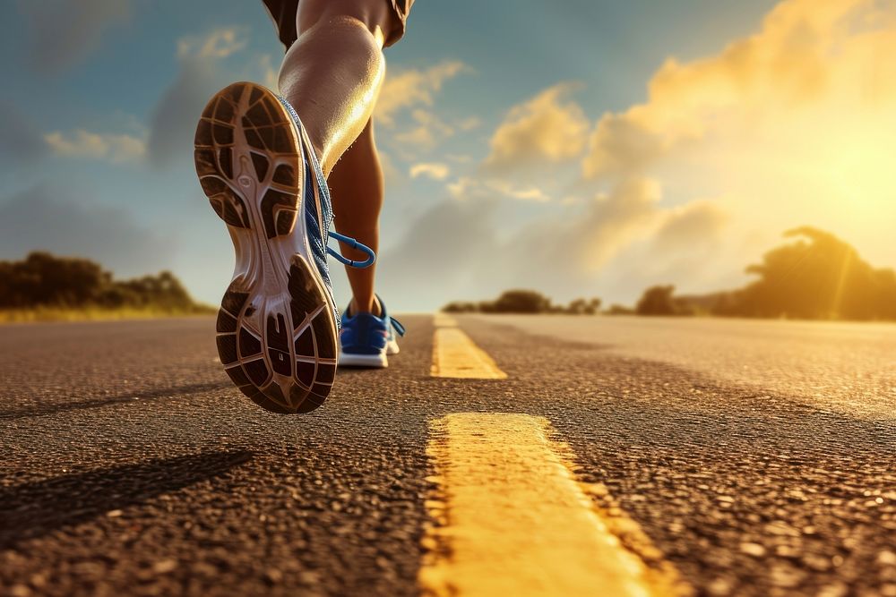 Running on road footwear jogging sports. AI generated Image by rawpixel.