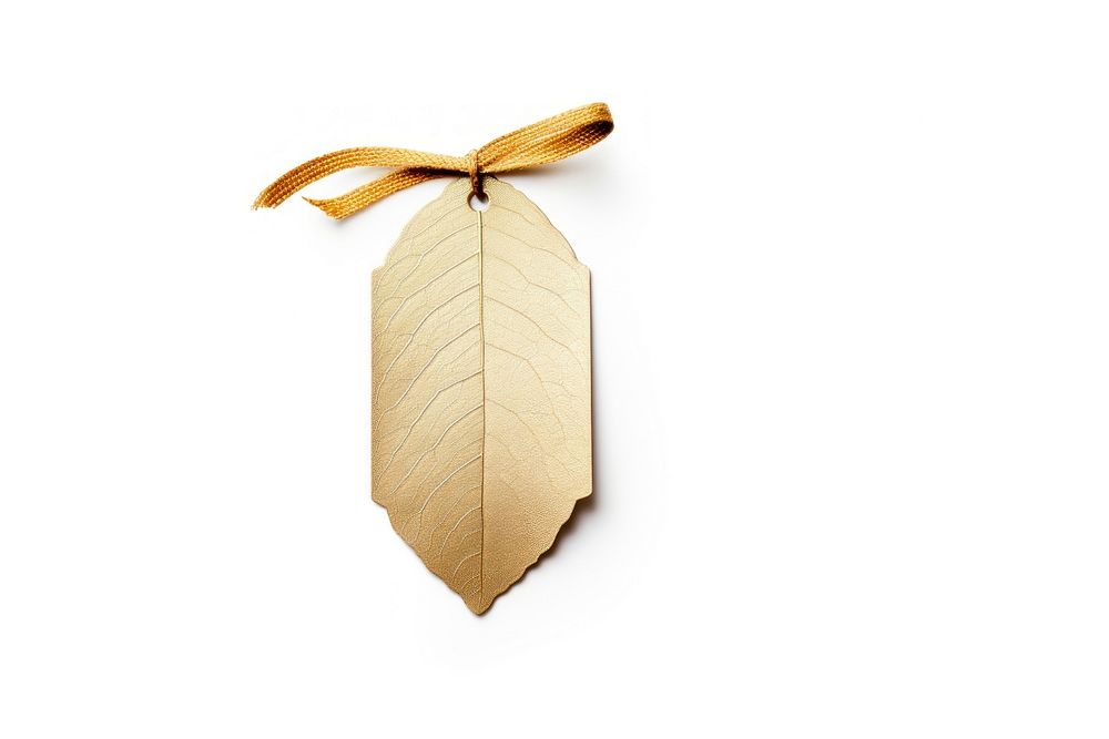 Gold leaf gift tag plant white background lightweight.
