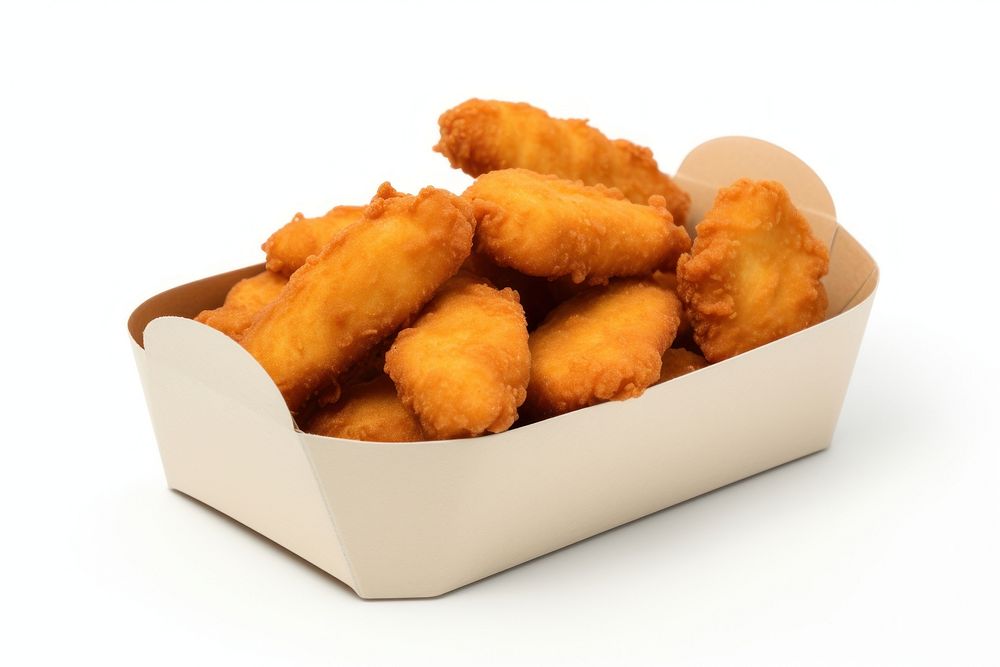 Nugget food white background fast food.