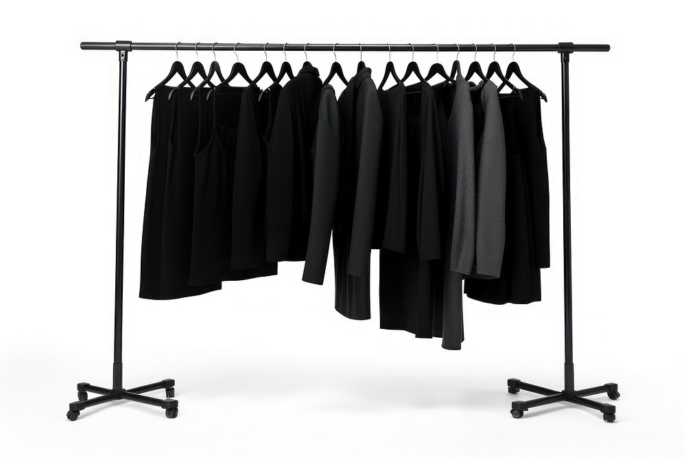 Clothes rack fashion black white background.