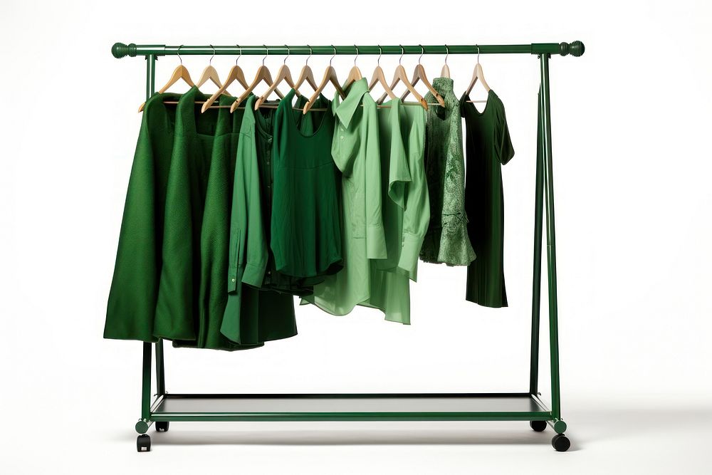 Clothes rack furniture fashion green.