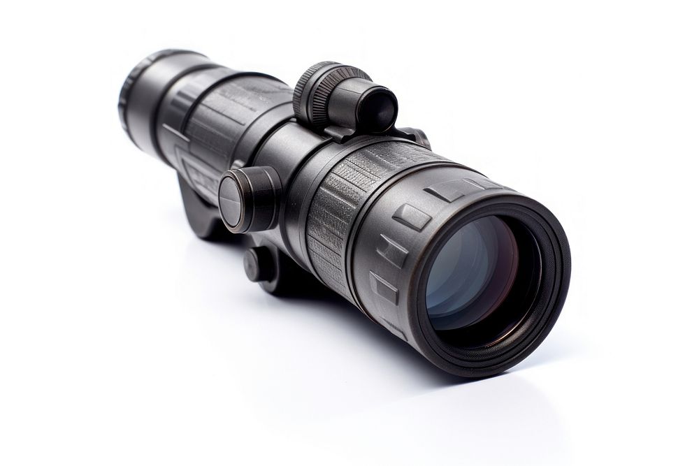 Monocular binoculars white background camera. AI generated Image by rawpixel.