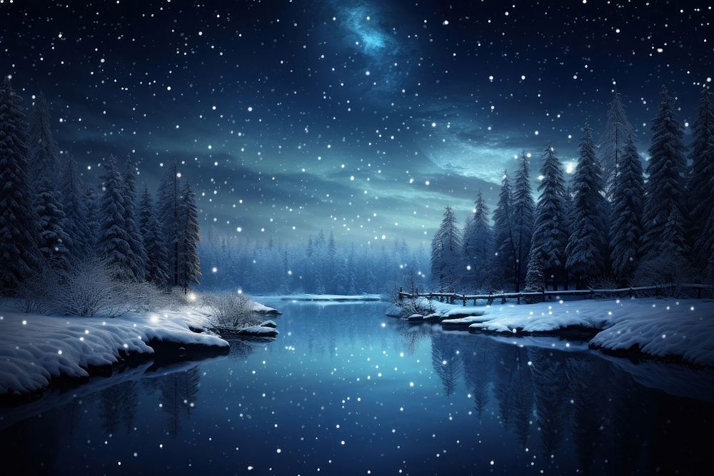 Night winter view landscape outdoors nature.