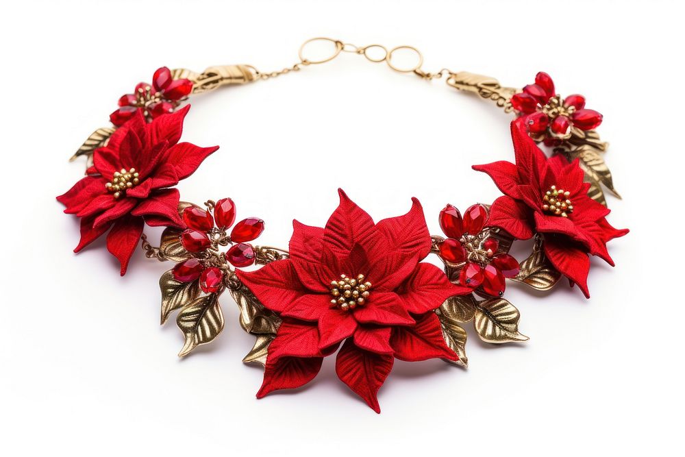 Poinsettia necklace jewelry flower plant.