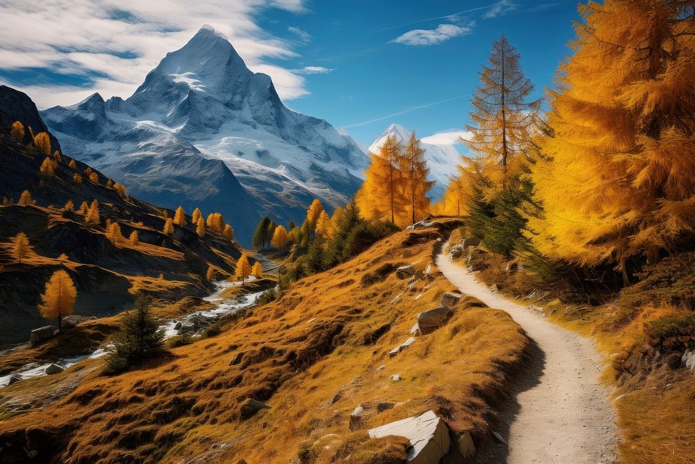 Switzerland autumn wilderness landscape.