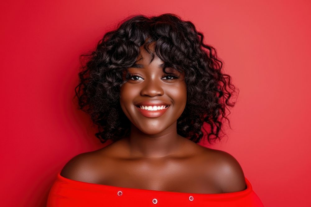 Young black woman portrait adult smile.