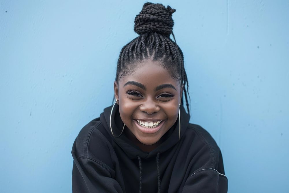 Young black woman portrait smile happy.