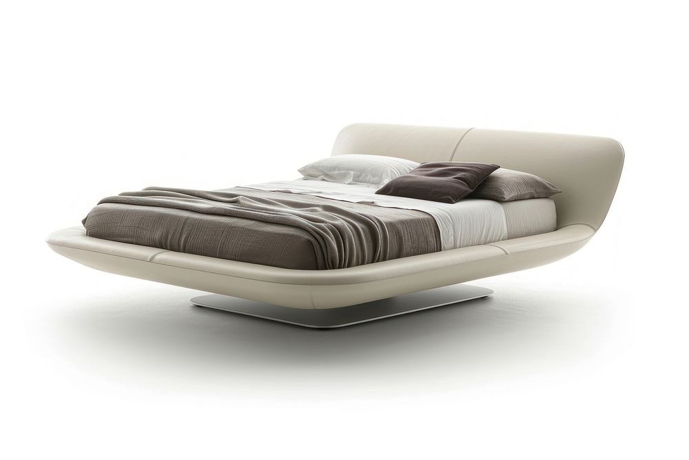 Contemporary bed furniture white background architecture.