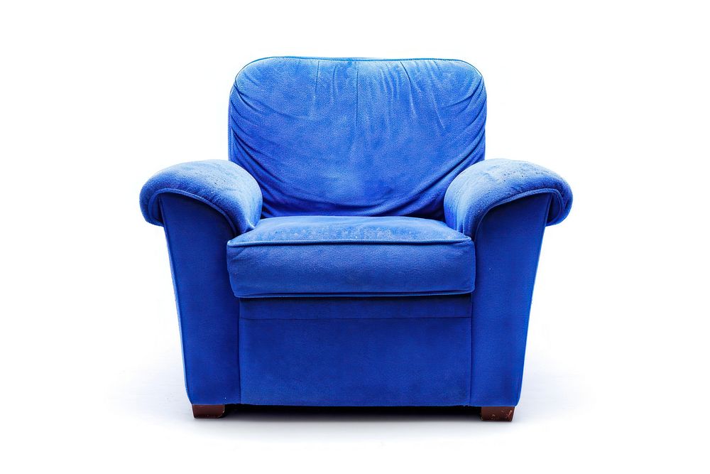 Blue armchair vintage furniture white background comfortable.