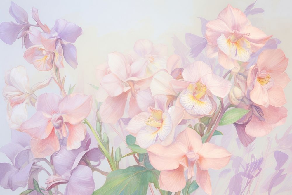 Violet flowers backgrounds painting blossom. AI generated Image by rawpixel.