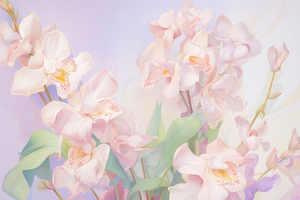  Violet flowers backgrounds blossom orchid. AI generated Image by rawpixel.