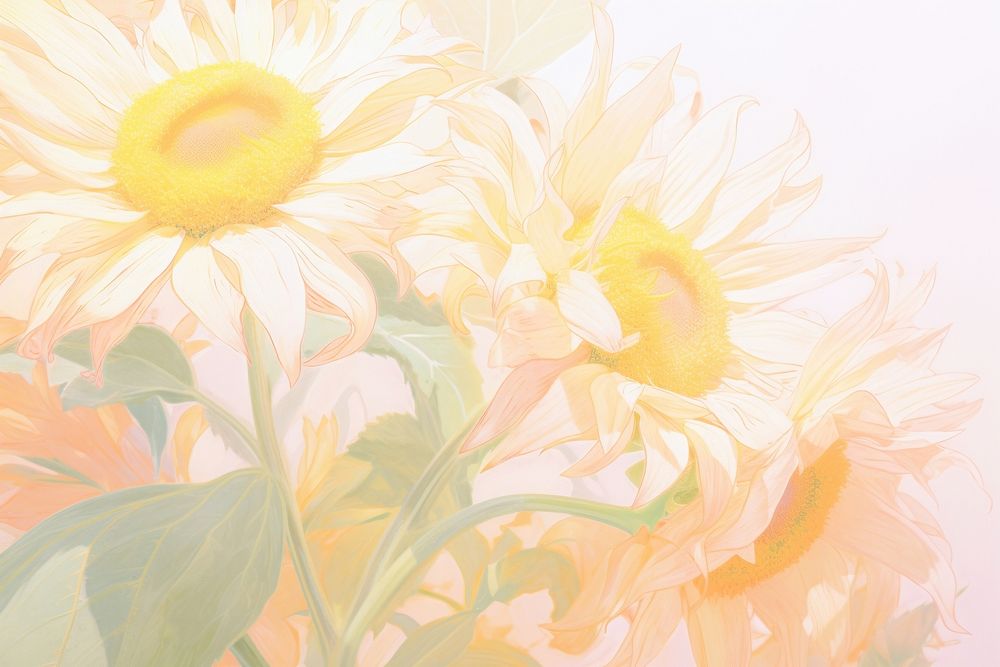  Yellow sunflowers backgrounds painting pattern. AI generated Image by rawpixel.