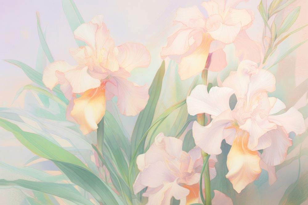  Iris backgrounds painting flower. AI generated Image by rawpixel.