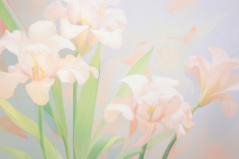  Iris backgrounds painting flower. AI generated Image by rawpixel.