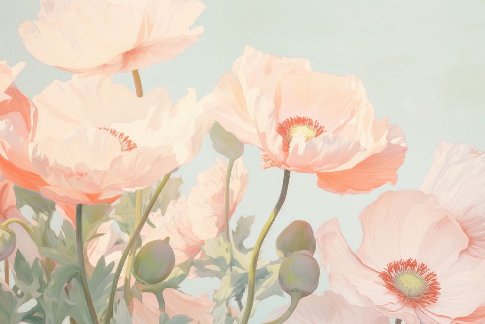  Poppy floral poppy backgrounds painting. AI generated Image by rawpixel.