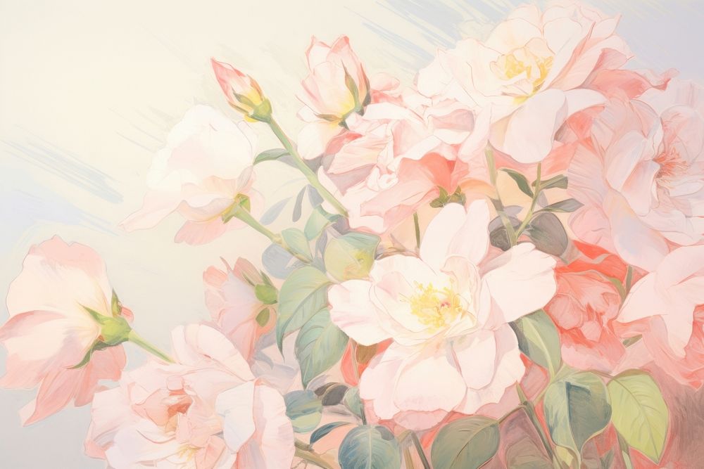  Roses backgrounds painting blossom. AI generated Image by rawpixel.