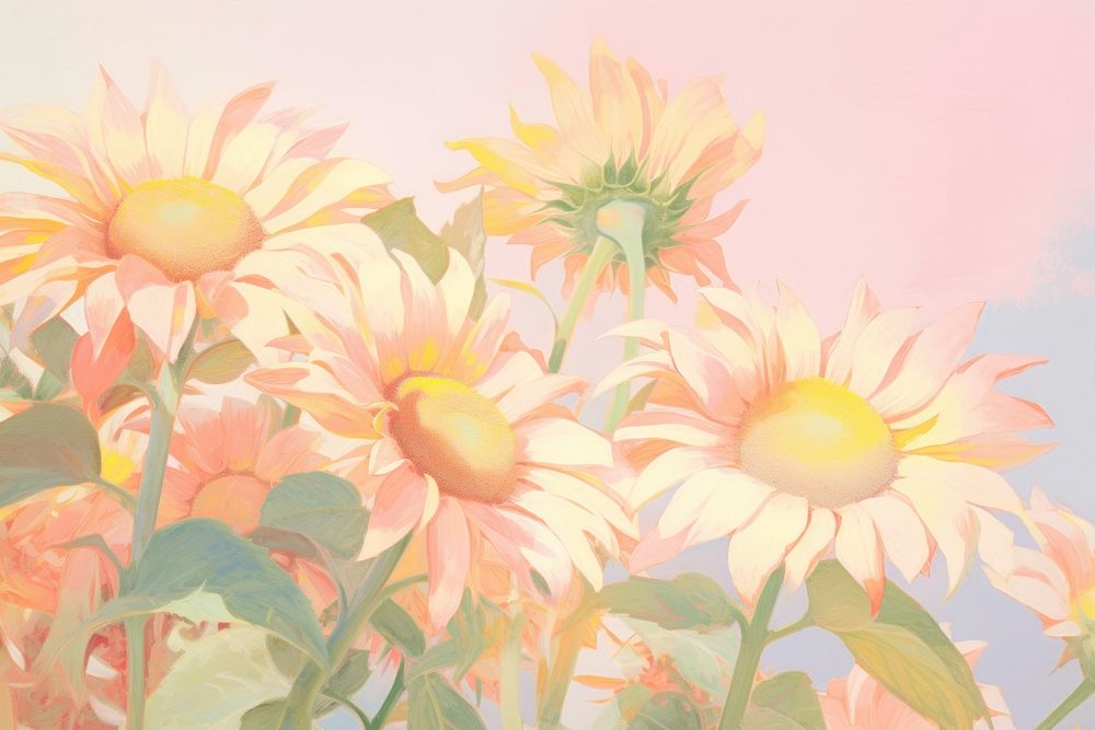  Sunflowers backgrounds painting outdoors. AI generated Image by rawpixel.