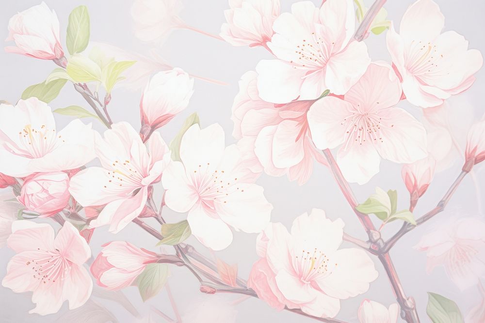  Pink sakura flowers backgrounds blossom plant. AI generated Image by rawpixel.