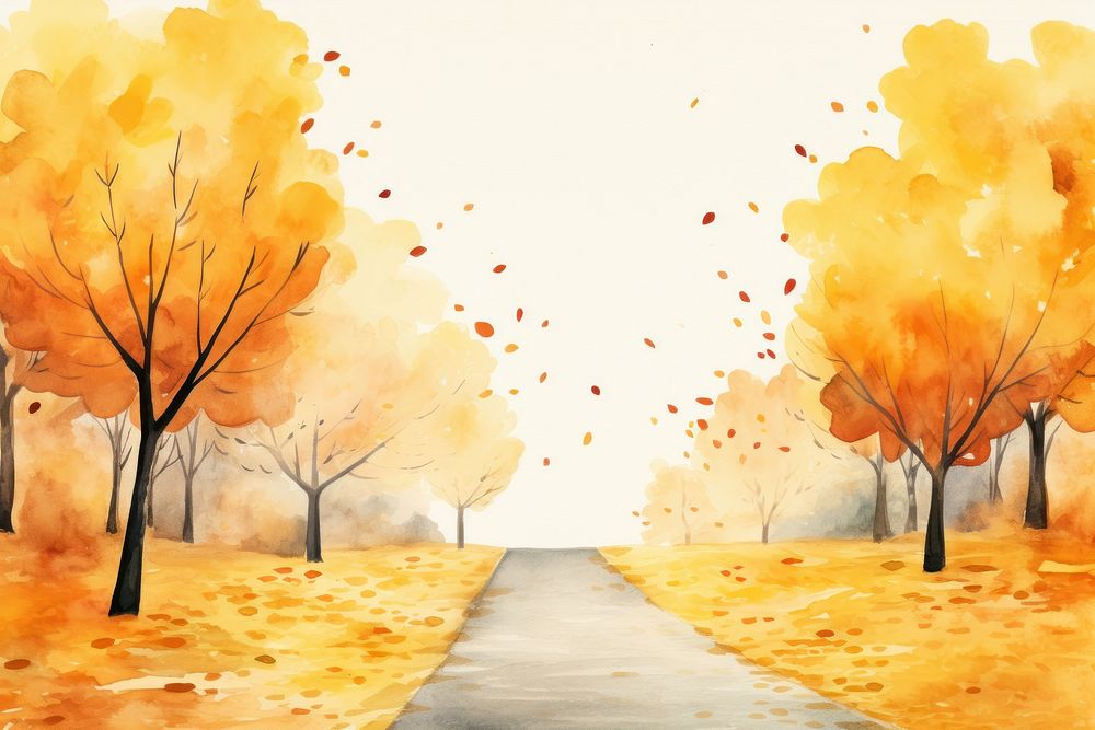 Road in autumn outdoors tranquility treelined. AI generated Image by rawpixel.