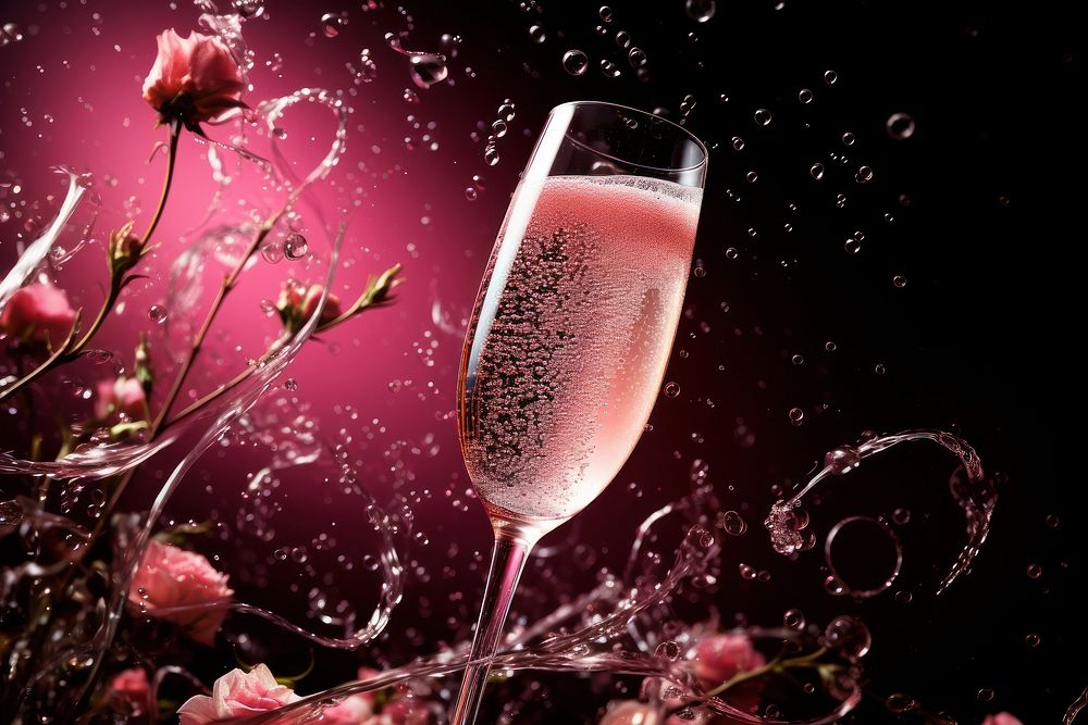  Bubbles textured wine rose cocktail. AI generated Image by rawpixel.
