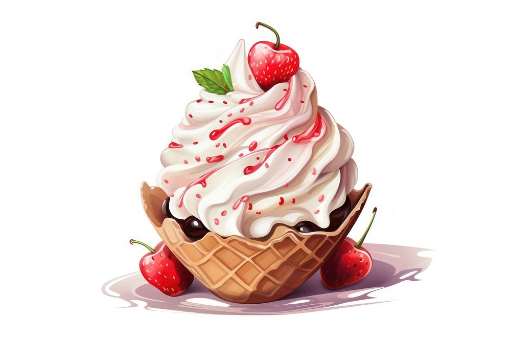 Ice cream strawberry chocolate dessert.