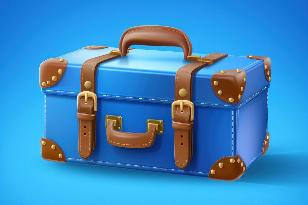 Summer 3d realistic render vector icon Suitcase suitcase luggage bag.