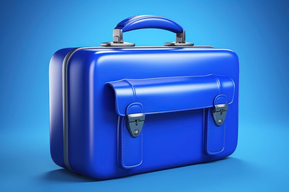 Summer 3d realistic render vector icon Suitcase briefcase suitcase bag.