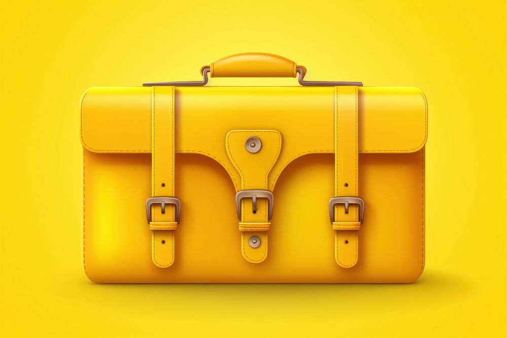 Summer 3d realistic render vector icon Suitcase suitcase yellow briefcase.