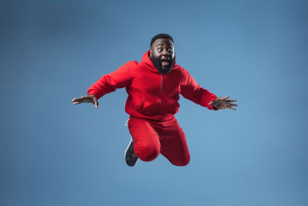 Black Man jumping adult man.