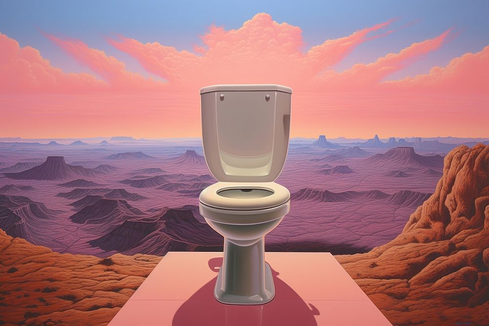 1970s Airbrush Art of a toilet bathroom convenience restroom.