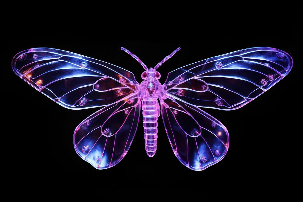 A violet glowing butterfly insect animal purple. AI generated Image by rawpixel.