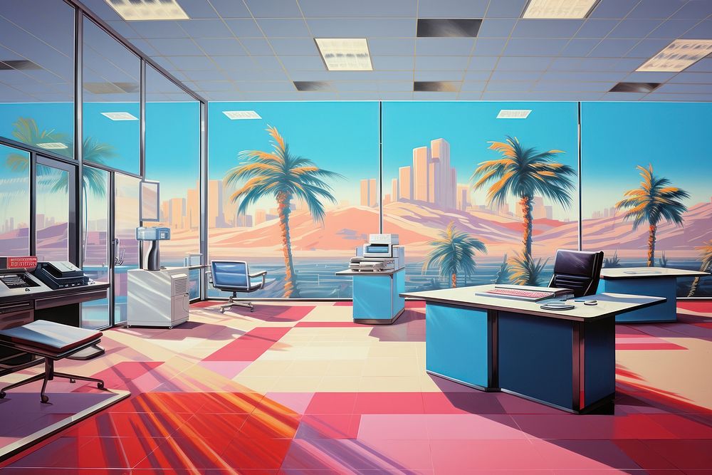 1970s Airbrush Art of a business art furniture painting.