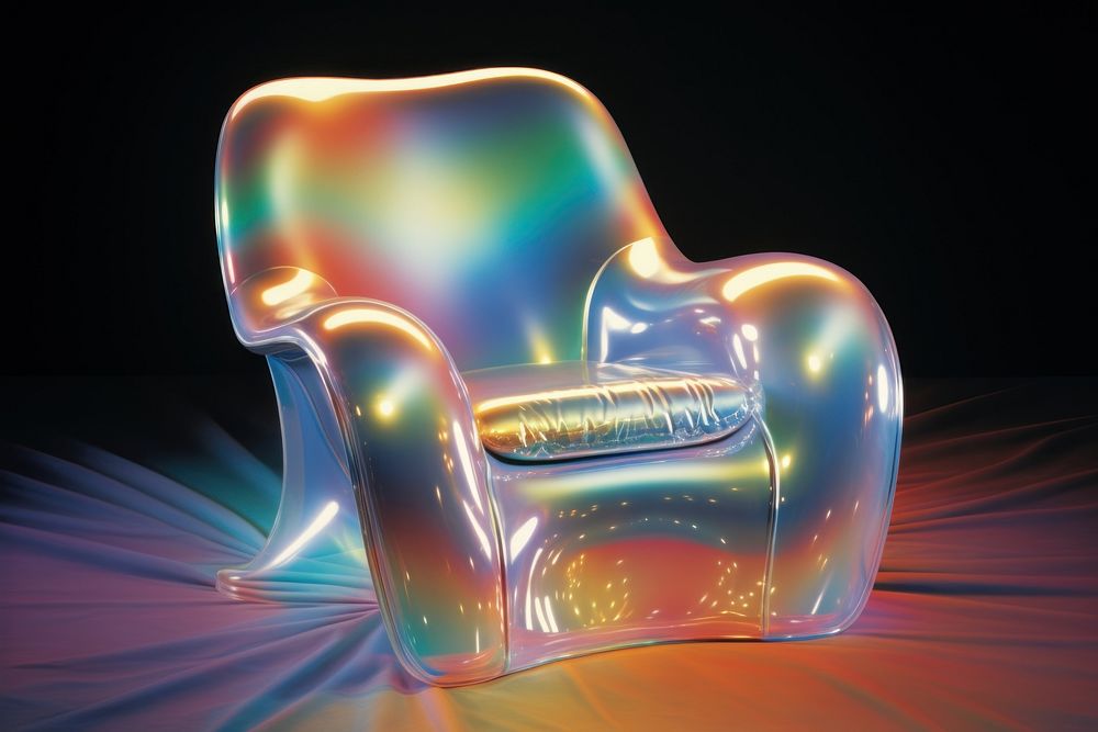 1970s Airbrush Art of a chair armchair translucent furniture.