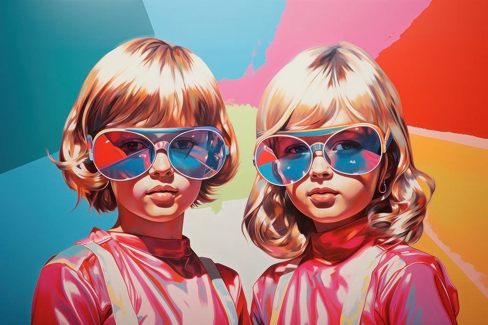 1970s Airbrush Art of a childrene art sunglasses portrait.