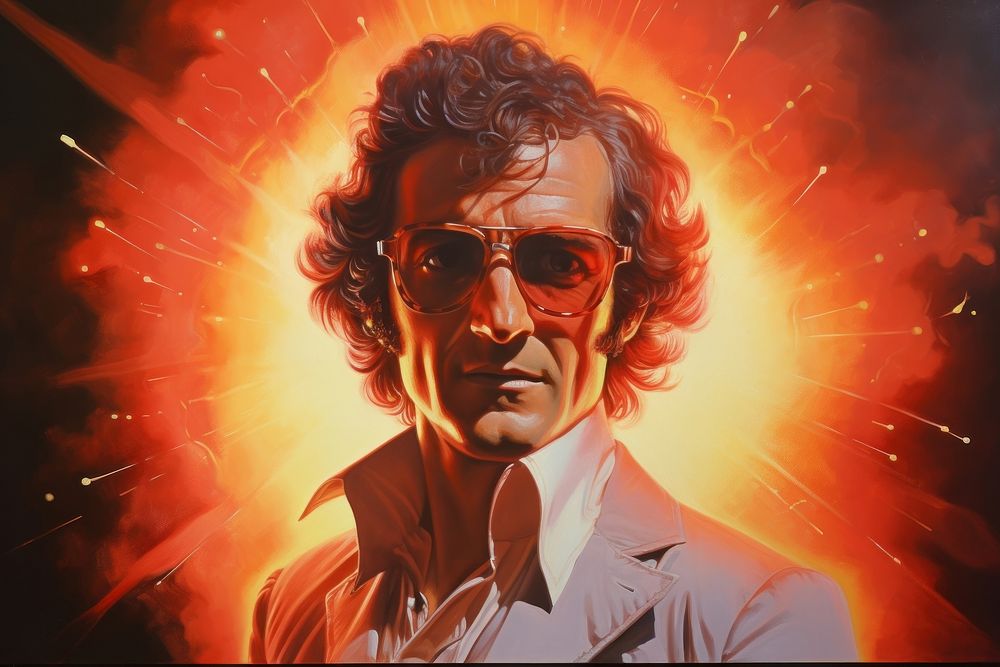 1970s Airbrush Art of a doctor portrait glasses art.