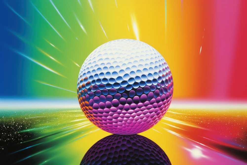 1970s Airbrush Art of a golf ball sphere sports nightlife.