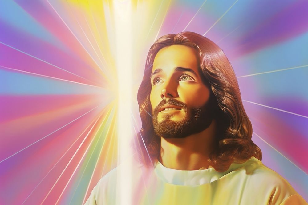 1970s Airbrush Art jesus portrait Free Photo Illustration rawpixel