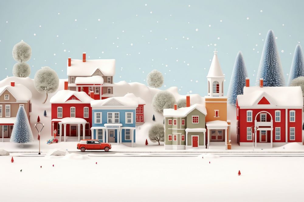 Snow architecture christmas building. AI generated Image by rawpixel.
