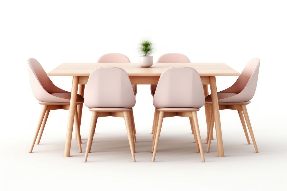 Dining table for 6 people furniture chair white background. AI generated Image by rawpixel.