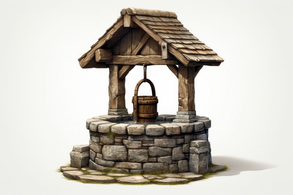 Rustic well architecture building watermill. AI generated Image by rawpixel.