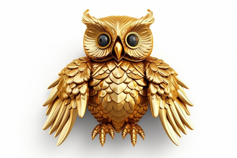 Owl gold animal bird.