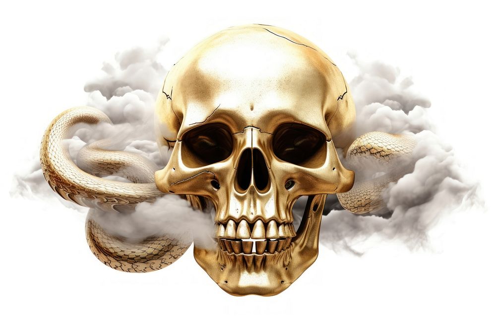 Skull cloud snake white background.