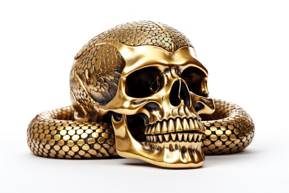 Skull snake reptile gold.