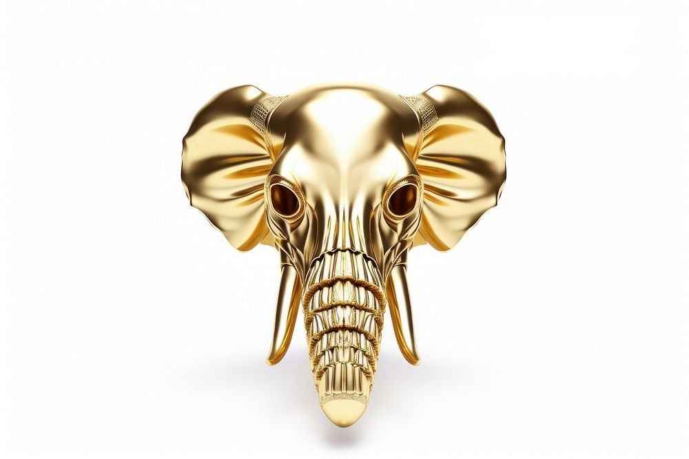 Skull elephant gold white background.