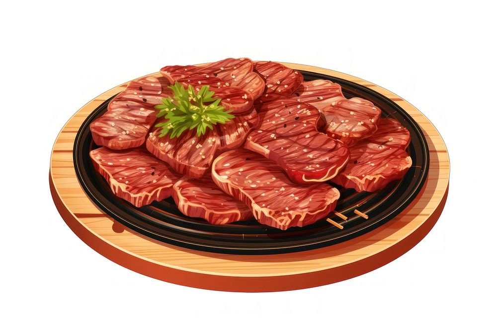 Vector illustration of Japanese yakiniku steak plate meat.