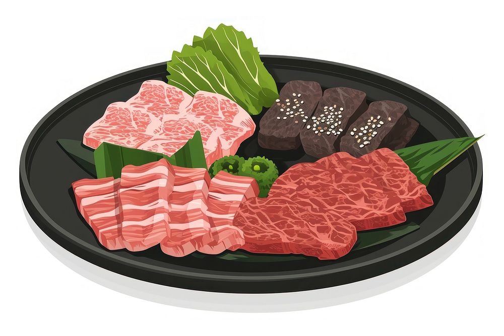 Japanese yakiniku plate meat food.