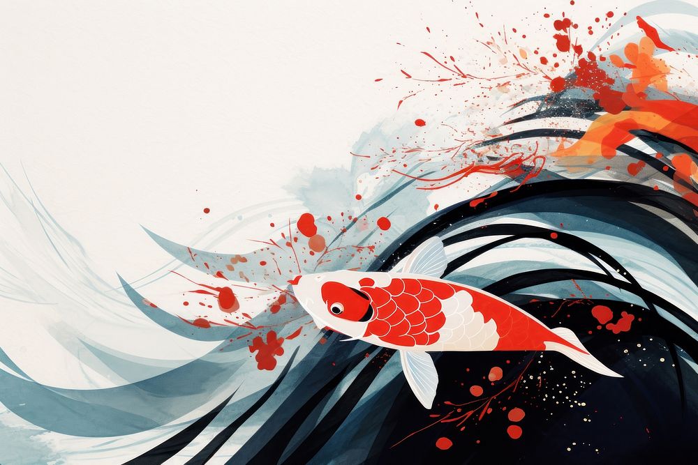Wave fish abstract koi.