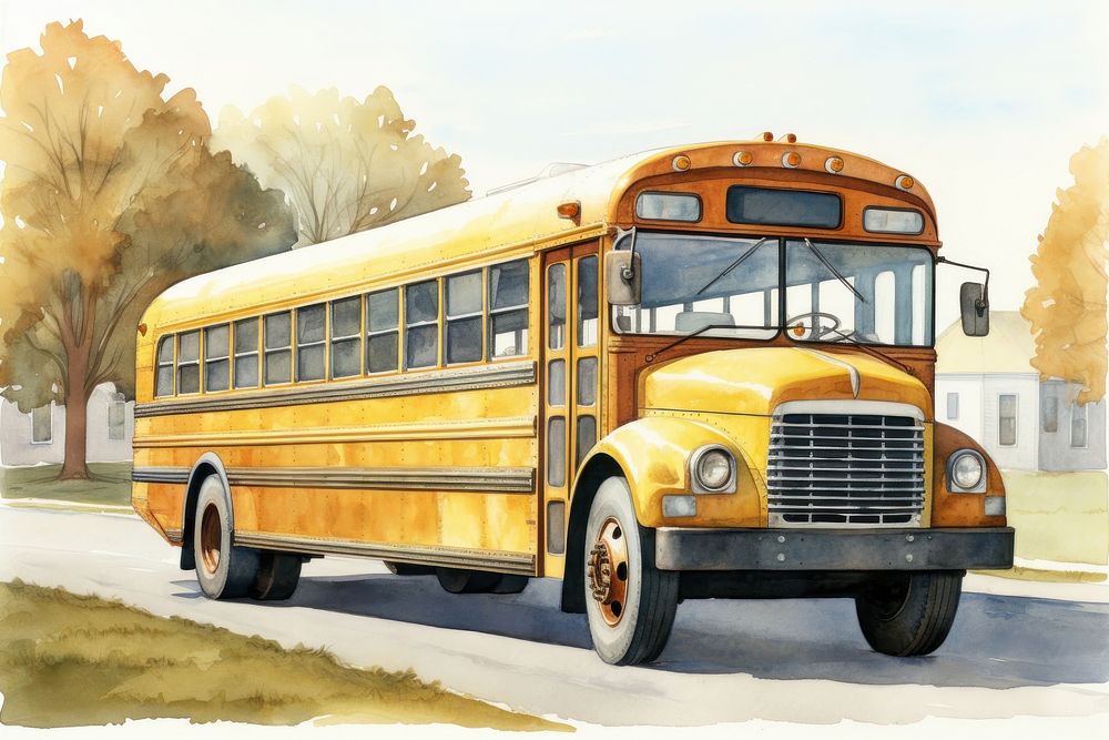 A school bus vehicle transportation architecture. AI generated Image by rawpixel.