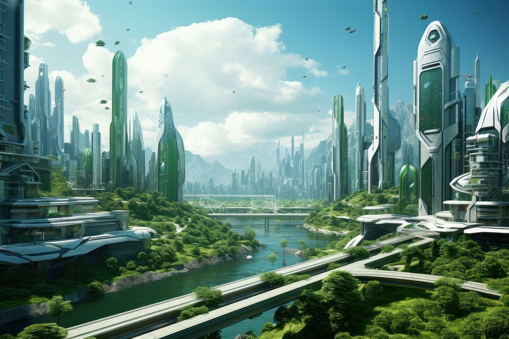 Futuristic green city building architecture futuristic.