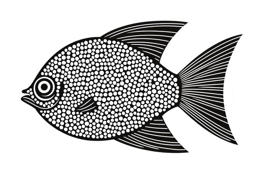 Fish animal black white background.